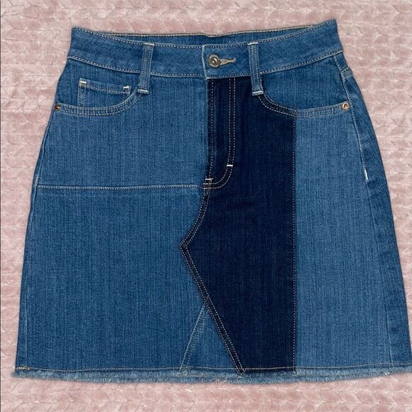 Arizona Jean Company Dresses & Skirts - Arizona Jean Co Womens Colorblock Patchwork Short Denim Skirt
